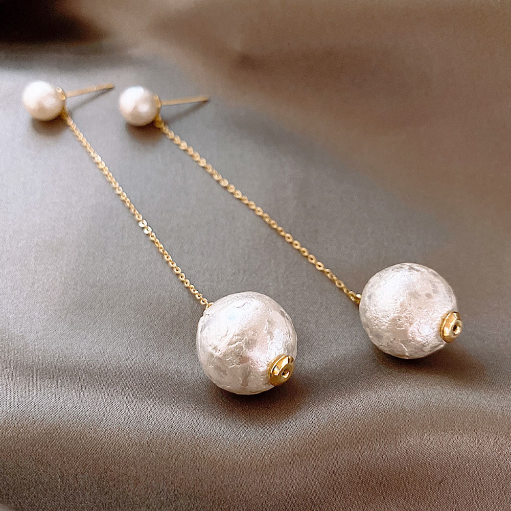 Khuyên Tai Dáng Dài Đính Ngọc Trai S925 Sang Trọng Cho Nữ