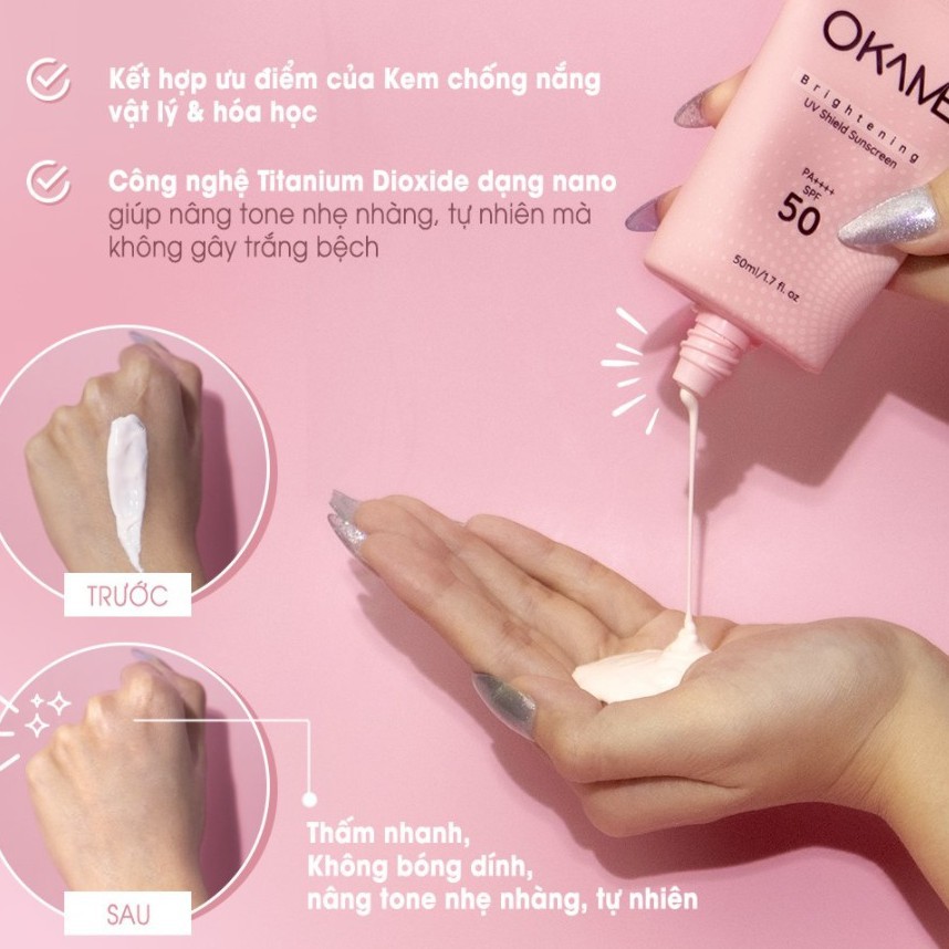 Kem Chống Nắng Okame Brightening UV Shield Sunscreen SPF 50 PA++++ 50ml