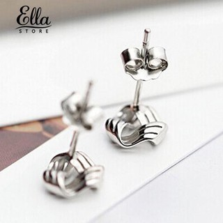 Ellastore lady Triangle Streamlined 925 Sterling Silver Ear Studs Earrings