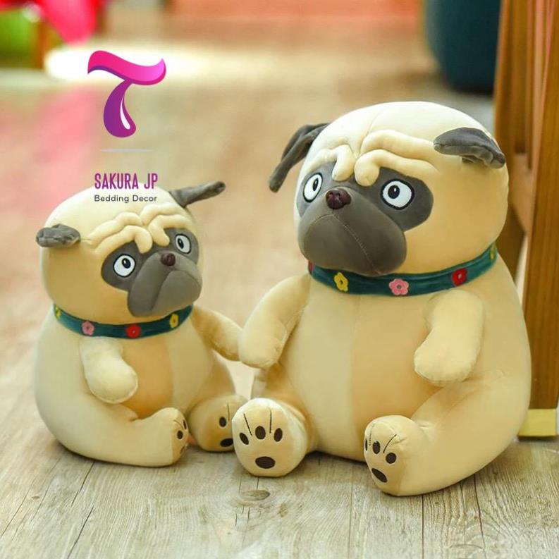 Chó Bông Pug Mặt Xệ Dễ Thương SIZE TO  Cho Pug Mặt Ngáo Ngơ Cute  Thú Nhồi Bông Nhập Khẩu Sakura JP