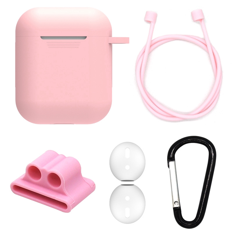 Bộ phụ kiện vỏ silicone bảo vệ chống thất lạc cho hộp sạc tai nghe AirPods