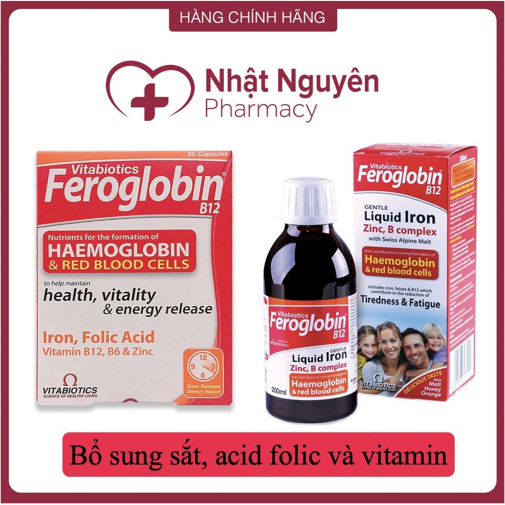 FEROGLOBIN B12 Capsules, Siro B12 Liquid - Bổ sung sắt, acid folic và vitamin, tăng khả năng tái tạo máu và đề kháng