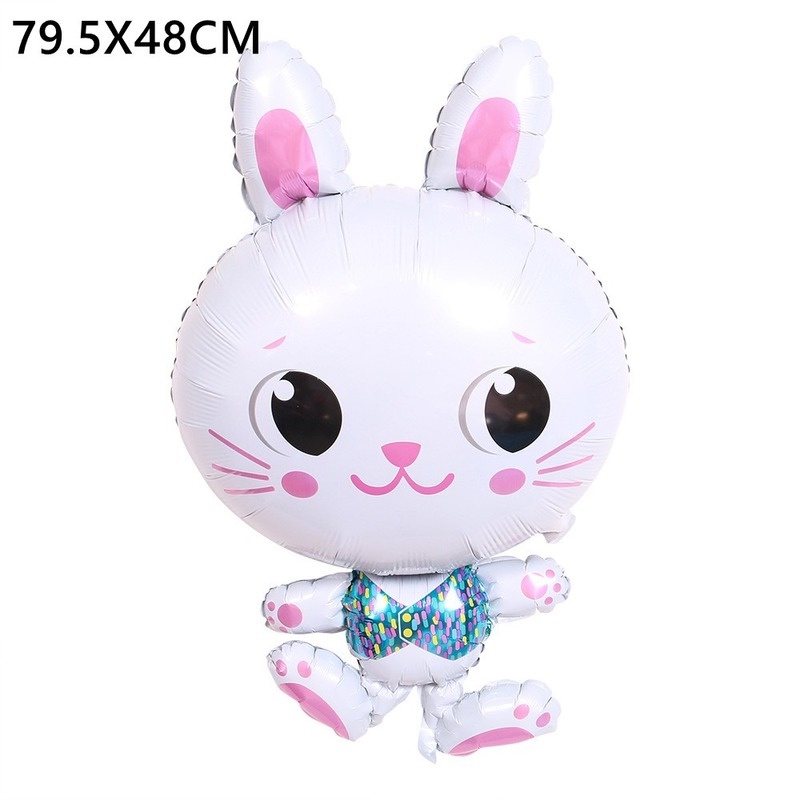 Bong Bóng Hình Tai Thỏ Hoạt Hình Dài 80cm Màu Xám Trang Trí Tiệc Sinh Nhật