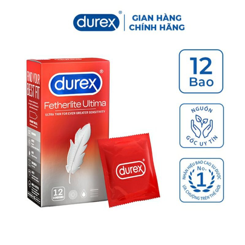 Bao cao su Durex Fetherlite Ultima 12 bao 🔥Xả hàng🔥 Siêu mỏng - truyền nhiệt nhanh