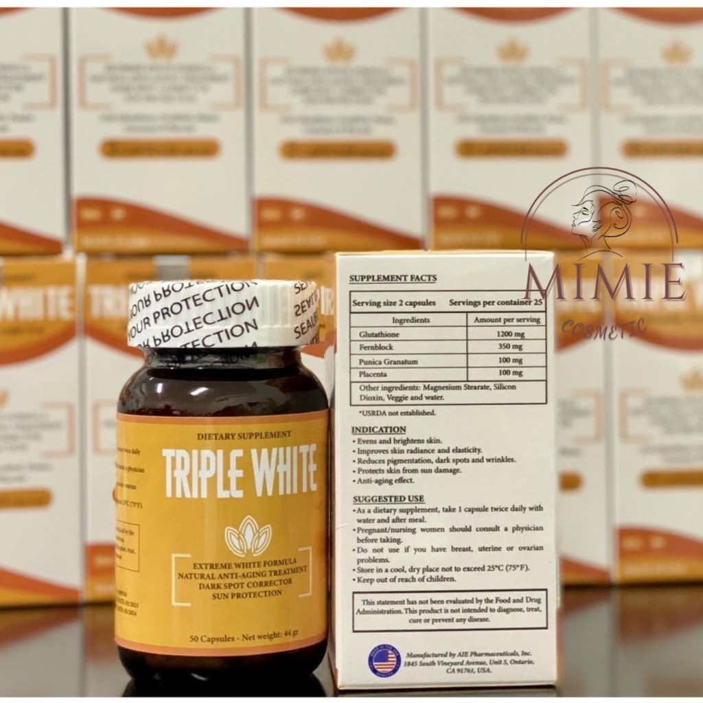 [CHÍNH HÃNG] VIÊN UỐNG TRIPLE WHITE - VIÊN UỐNG GLUTATHION 1200MG TRẮNG DA, MỜ NÁM, GIẢM THÂM HỘP 50 VIÊN | Thế Giới Skin Care