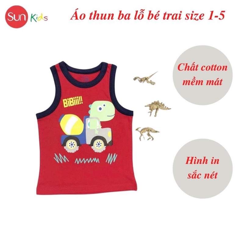 Áo thun ba lỗ bé trai, size nhí 1-5, hàng made in vn, chất cotton xuất dư đẹp - SUNKIDS1