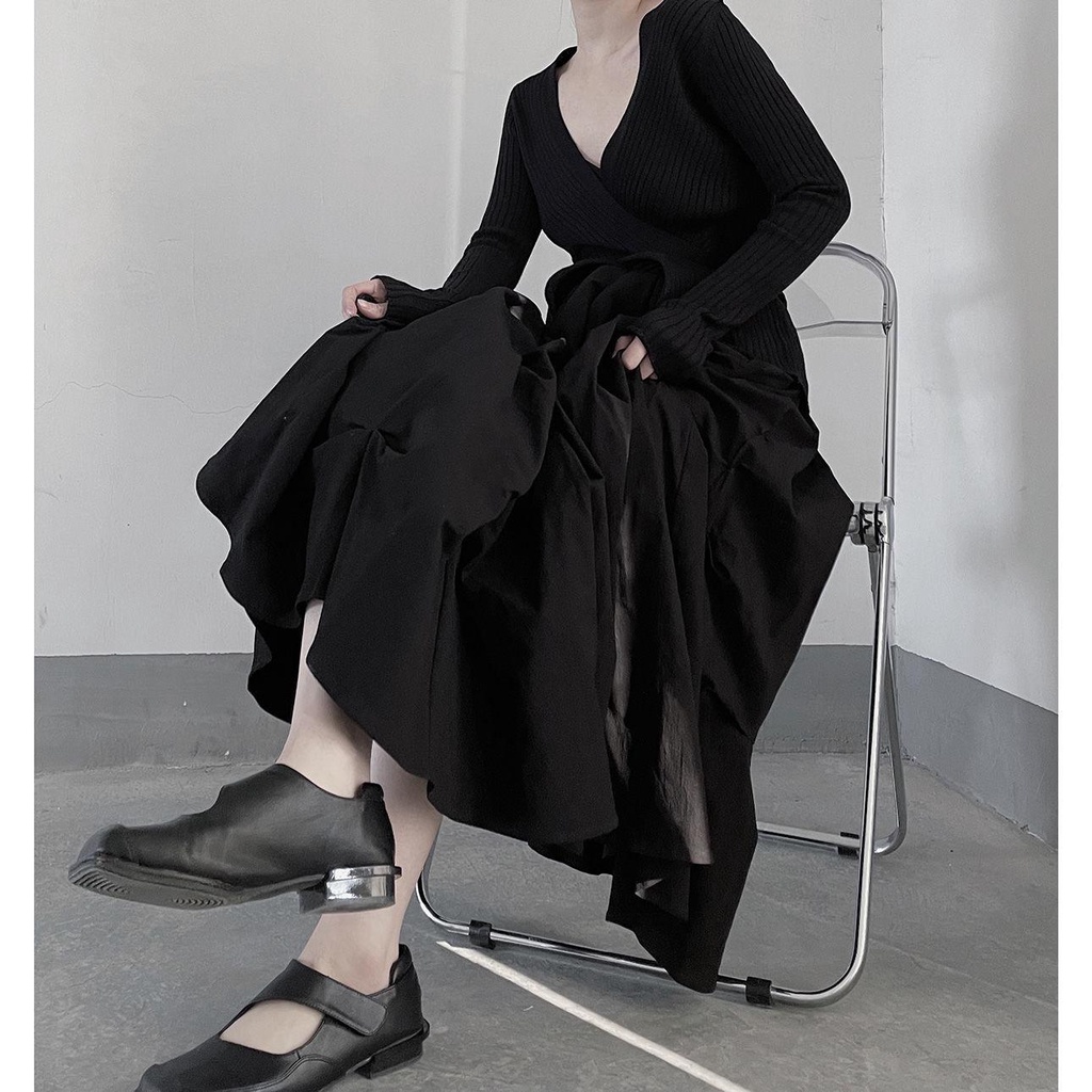 Chân Váy Hở Xếp Ly Kiểu Công Nghiệp Muxi/Yamamoto Thời Trang Mùa Xuân Hàng Mới Dành Cho Bạn Nữ