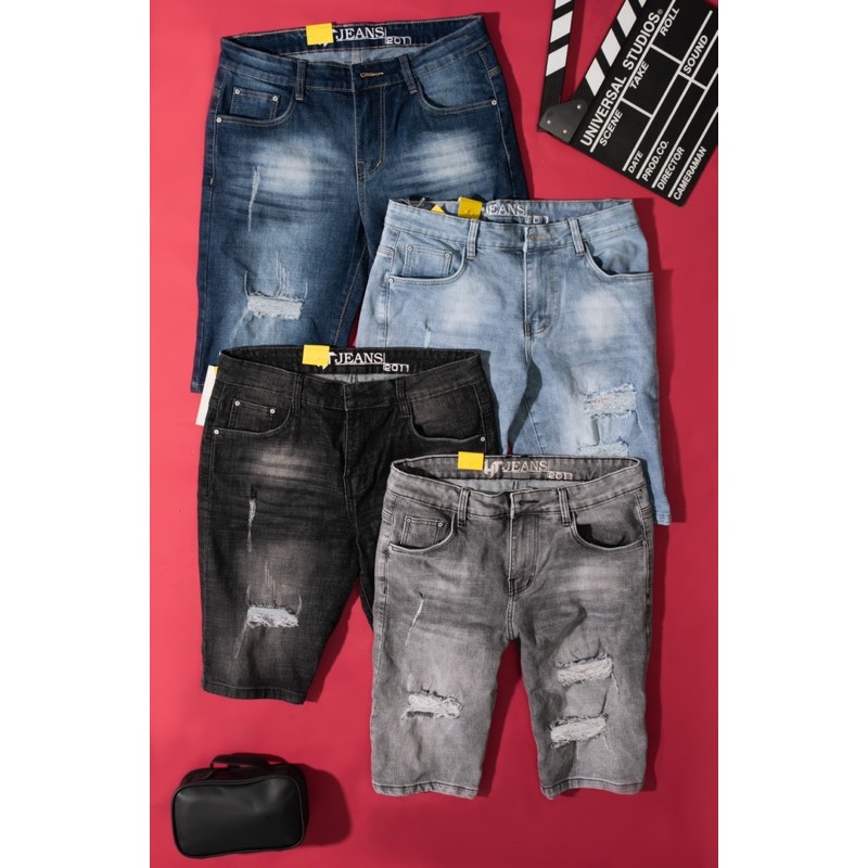 Quần short jean nam thời trang rách đẹp Bigsize < 120kg