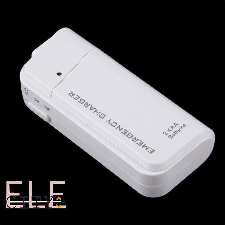 111ele} Universal USB Emergency Portable 2 AA Battery Power Charger for Mobile Phones