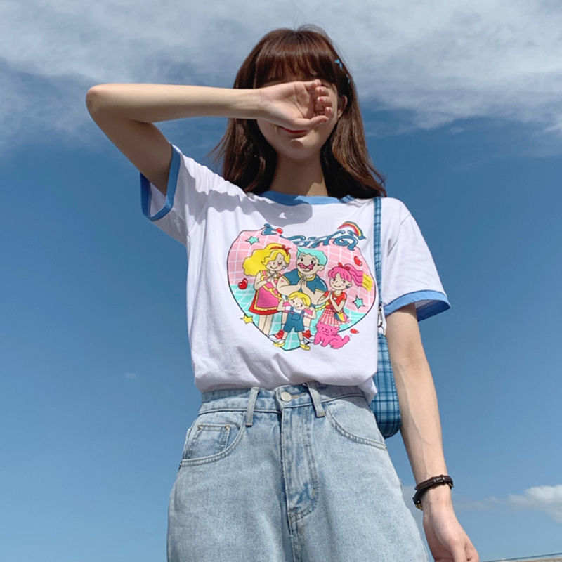 Áo Phông Nữ Summer New T-shirt Loose Lovely Student Sweet Childlike Short Sleeve T-shirt Blouse