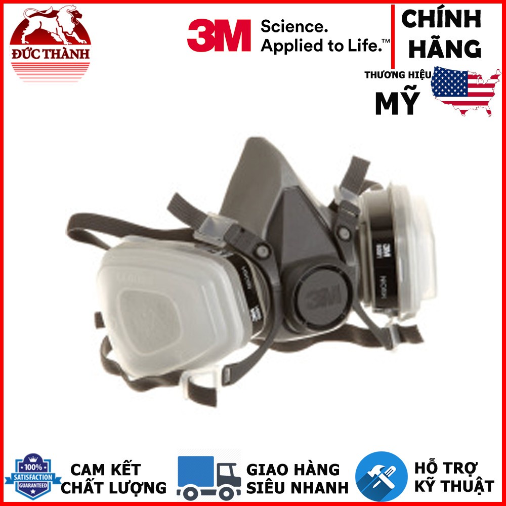 Bộ mặt nạ bảo hộ nửa mặt 2 phin lọc 3M 6100 + 2 phin lọc 3M 6001 và bộ lọc bụi 5N11