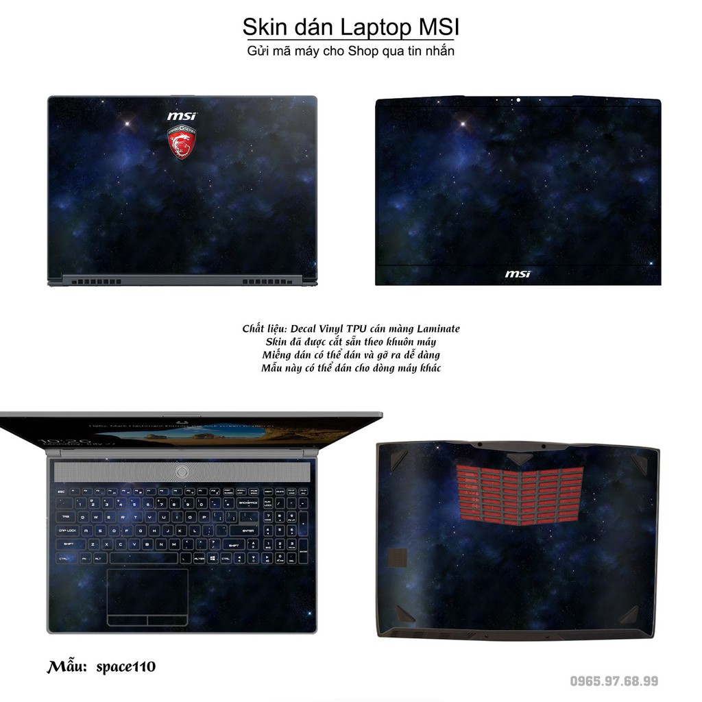 Skin dán Laptop MSI in hình không gian _nhiều mẫu 19 (inbox mã máy cho Shop)