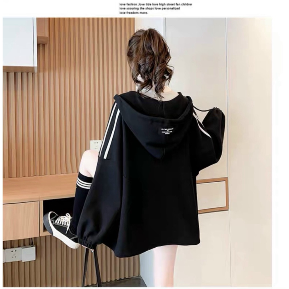 ÁO HOODIE NỮ PHỐI VIỀN SỌC TAY THỜI TRANG ĐẸP NHƯ MƠ