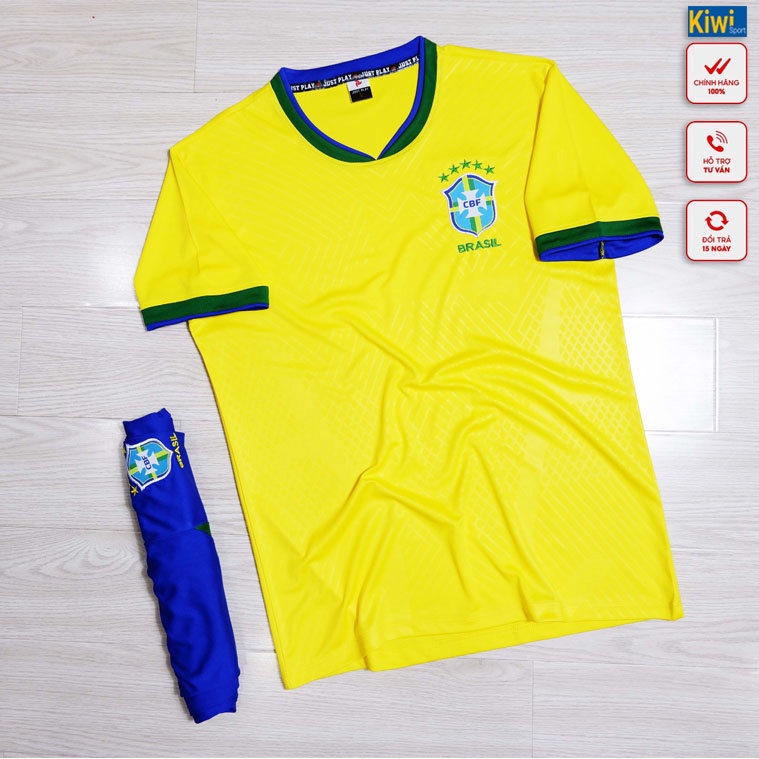 Bộ Đồ Bóng Đá Tuyển Brazil Mẫu Mới Thiết Kế Đẹp, Chất Thun Mát, Co Giãn Thoải Mái