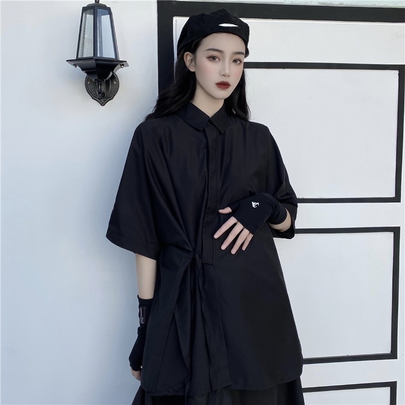 Áo sơ mi darkwear oversize, áo shanghai thêu hình rồng unisex (hàng order không có sẵn)