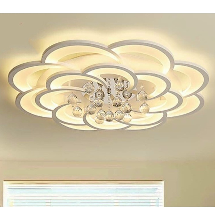 Đèn Led Ốp Trần Pha Lê Hiện Đại Với 3 Chế Độ Ánh Sáng,Đèn Ốp Trần Trang Trí Phòng Khách/Phòng Ngủ