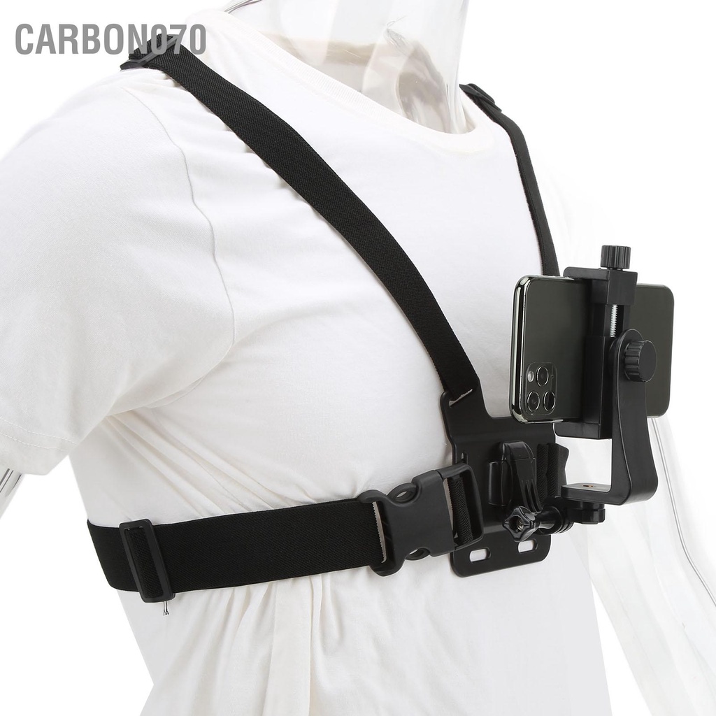 Carbon070 Dây đeo dây ngực có thể điều chỉnh với giá đỡ điện thoại để phát trực tiếp đi xe đạp ngoài trời