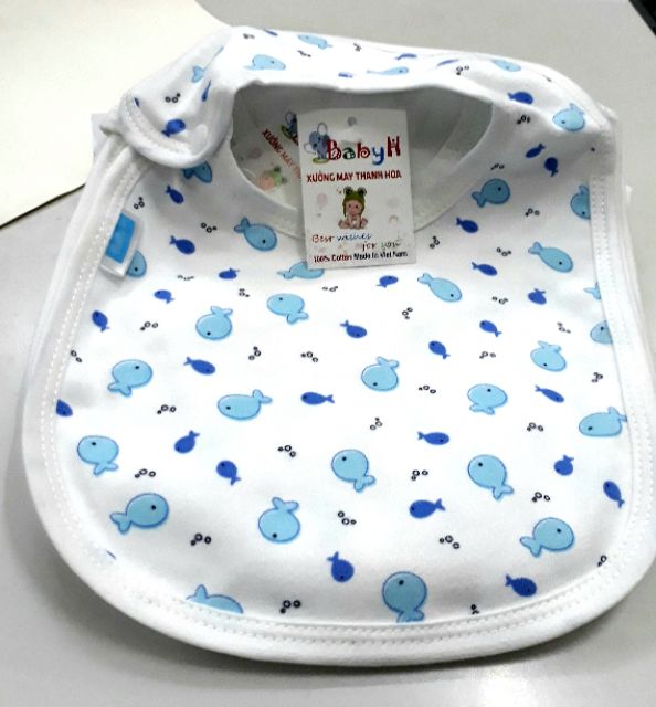 Yếm ăn dặm 2 lớp cotton cho bé