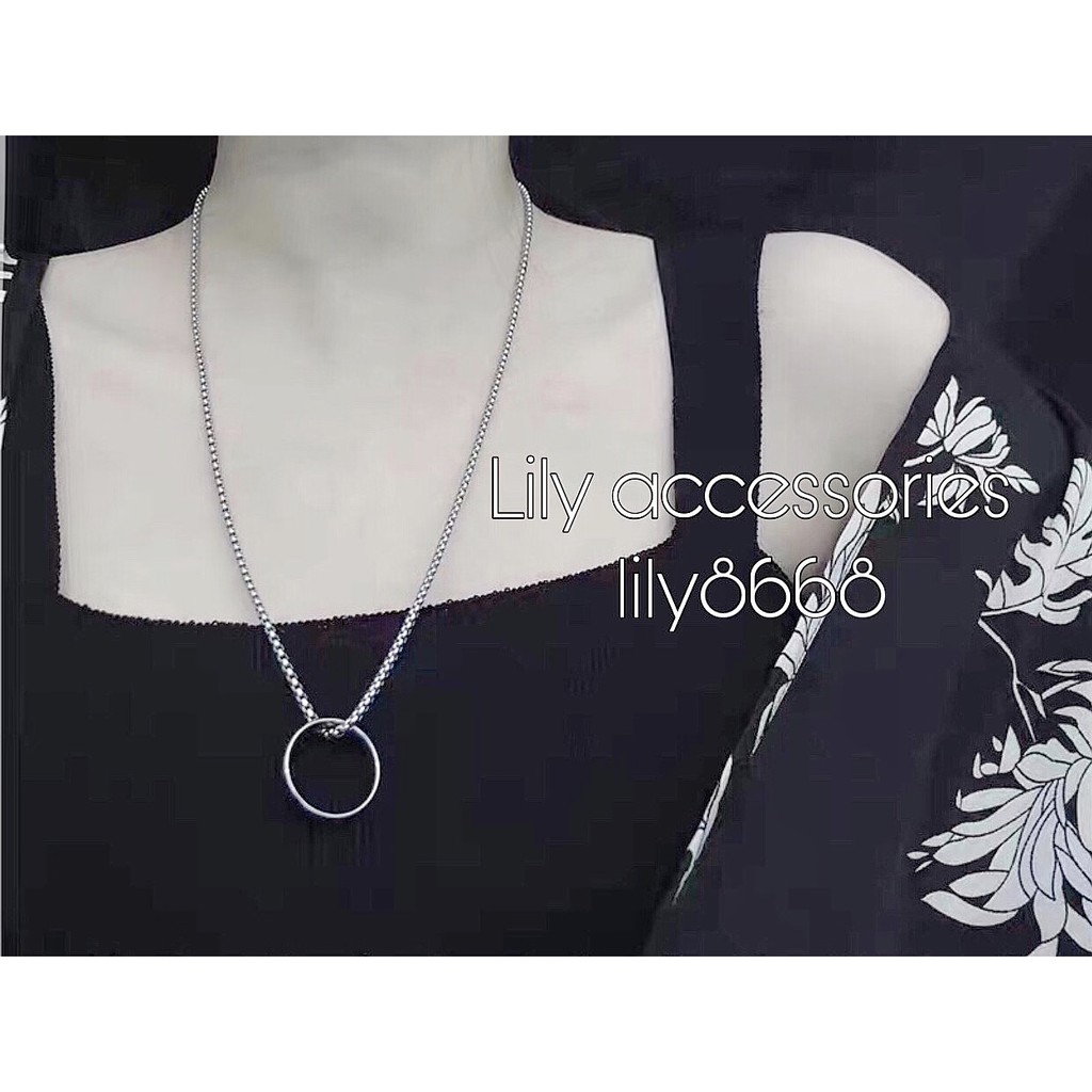 Ring Pendant Chain Necklace dây chuyền vòng cổ titan phối nhẫn không gỉ không đen siêu bền nam nữ unisex