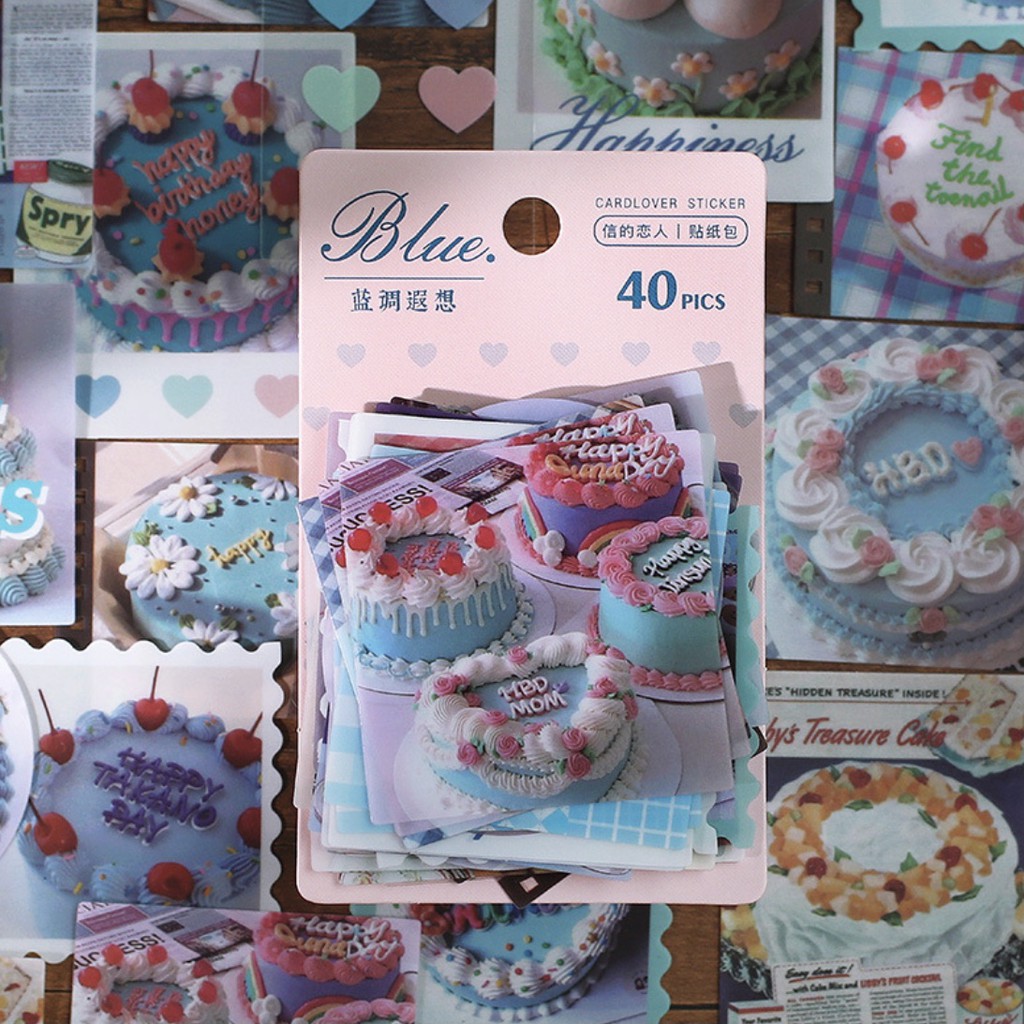 Set 40 stickers bánh kem chất washi