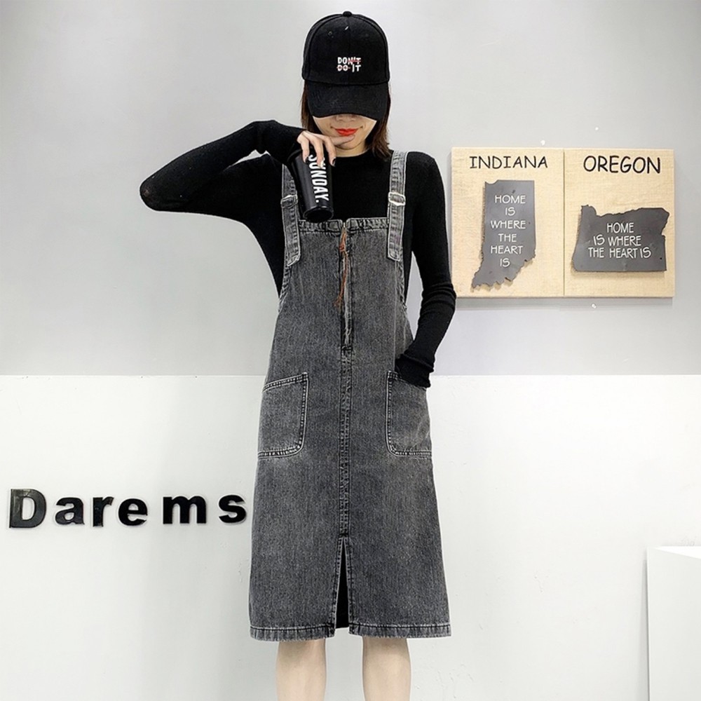Yếm váy jean HANOIJEAN - Váy yếm dài dây kéo ulzzang yếm phong cách Hàn Quốc YJ014 | BigBuy360 - bigbuy360.vn