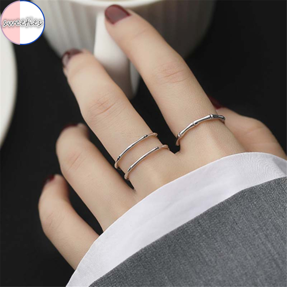 Nhẫn Nữ Hở Hai Lớp Phong Cách Hàn Quốc