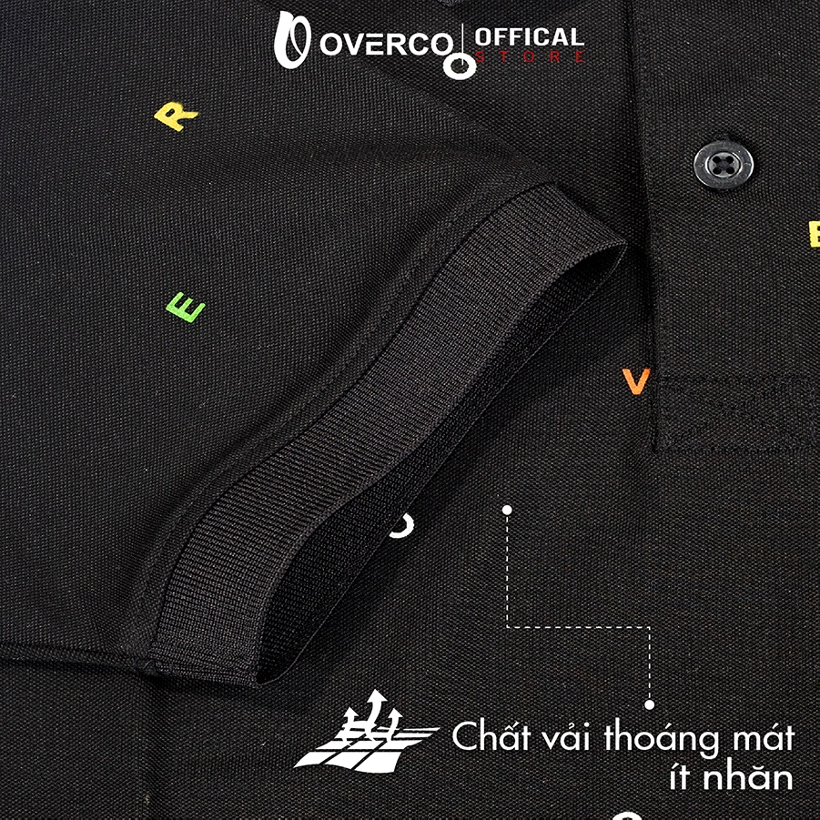 Áo Polo Nam TYPES OVERCO Họa Tiết Chữ Cái Chất Vải Cotton USA Mềm Mịn Thoáng Mát Co Giãn 4 Chiều