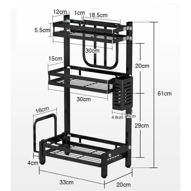 Kệ đựng gia vị nhà bếp loại 2,3 tầng TĂNG KÈM GIÁ DAO THỚT, MÓC TREO, ĐŨA THÌA..Kệ đựng gia vị