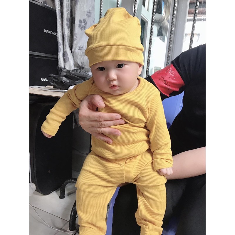 Bộ thu đông cho bé Sơ sinh Minky mom chất len tăm Đồ bộ Bé gái Bé trai_Bộ dài tay thu đông cho bé