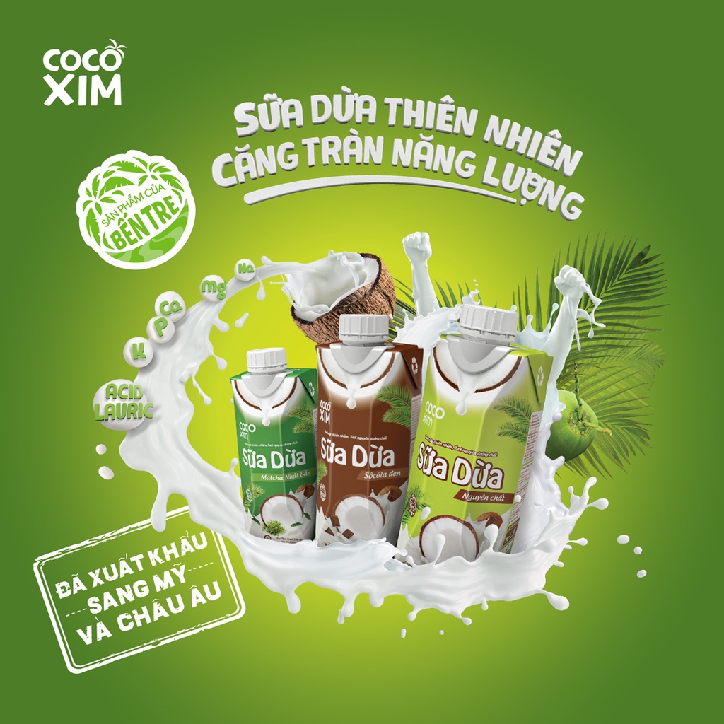 Sữa dừa đóng hộp Cocoxim Chocolate dung tích 330ml/Hộp (Combo 3/Combo 6/Thùng 12)