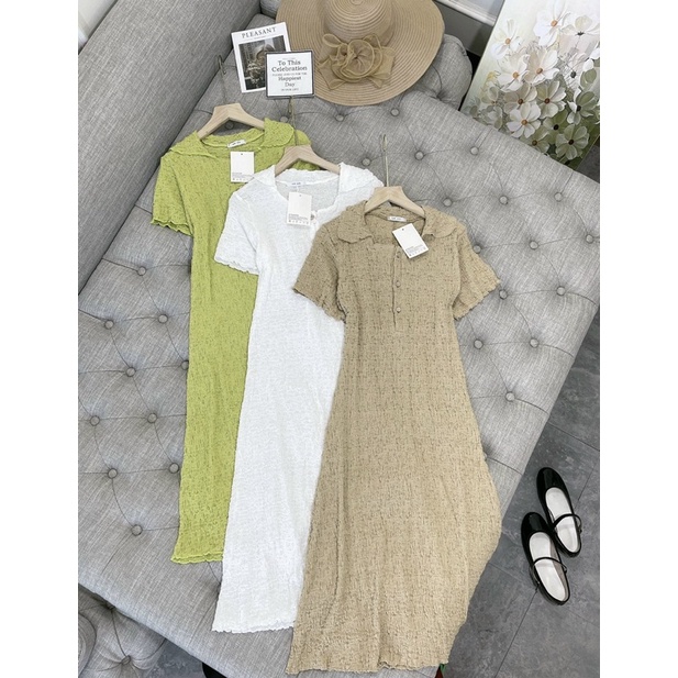 [ 𝐅𝐑𝐄𝐄 𝐒𝐇𝐈𝐏 ] Váy Body Len Mongtoghi Xòe Đuôi Cá Cúc Ngực Dáng Dài