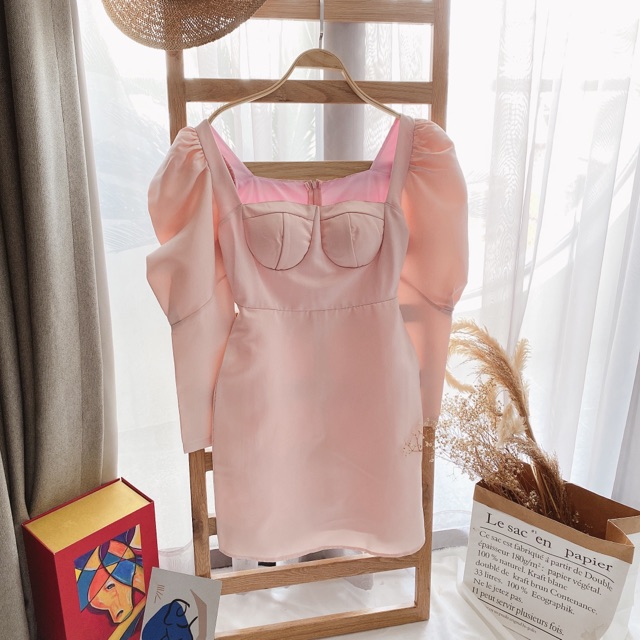 ĐẦM HỒNG RÃ NGỰC TAY DÀI BÚP