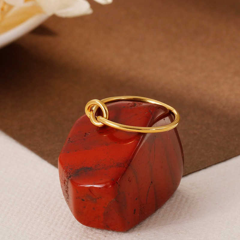 Nhẫn nữ đeo ngón tay bằng thép titan thiết kế thắt nút đơn giản thời trang