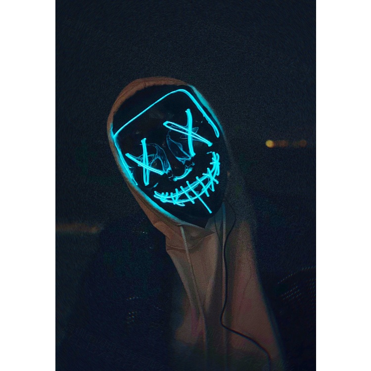 Mặt Nạ Đen Tạo Khuôn Mặt Chữ V Có Đèn LED Phát Quang Độc Đáo