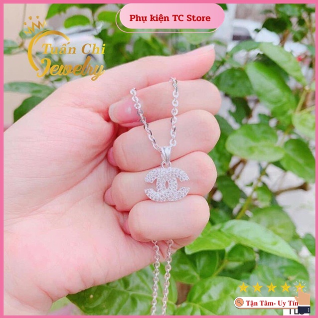 HÀNG CHUẨN Dây Chuyền Nữ, Vòng Cổ Hình Chữ Bạc, Đính Đá Nổi Bật, Sang Trọng