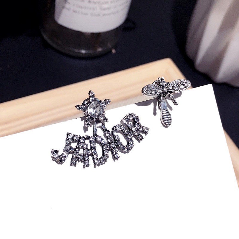 Khuyên Tai xinh 3 Màu Trắng &amp; Vàng &amp; Đen Đính Đá Pha Lê