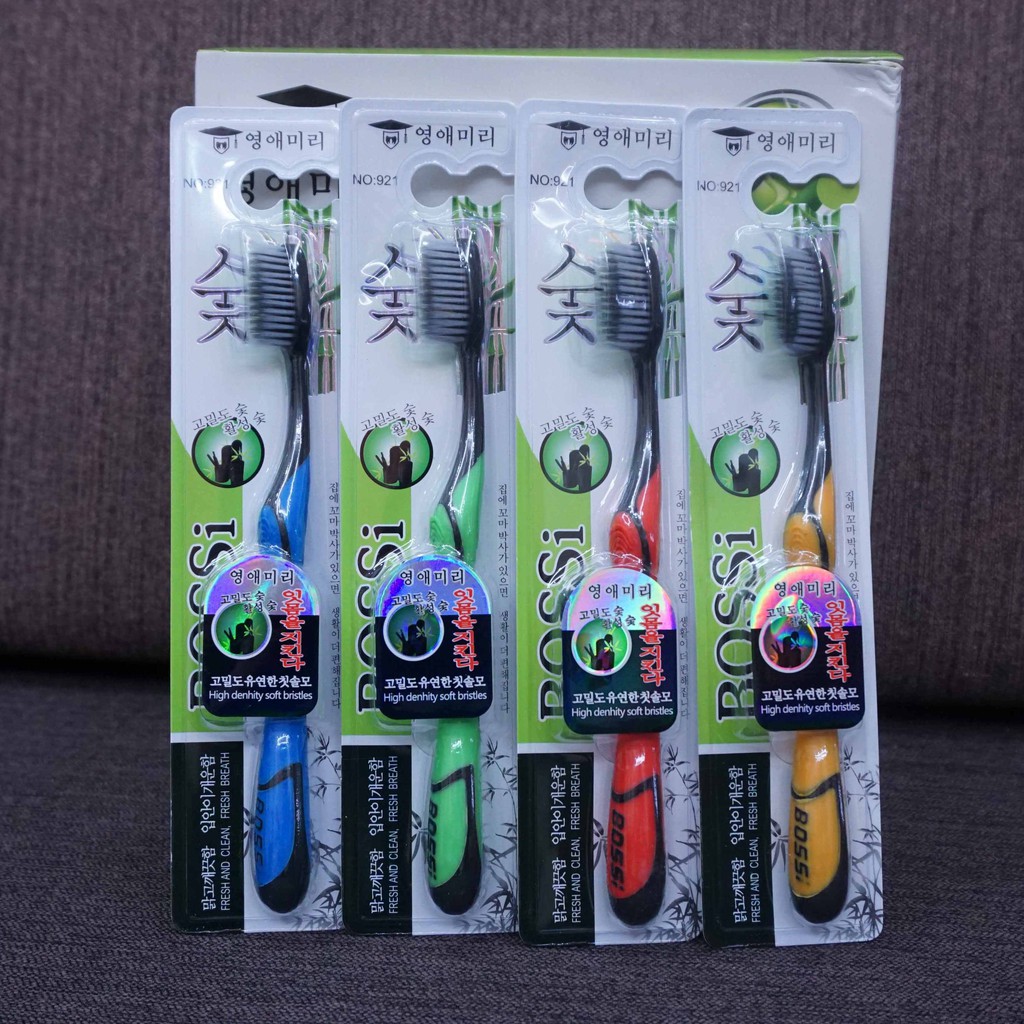 Hộp 30 bàn chải đánh răng than Tre BOSSI Cao cấp Hàn quốc hàng đẹp . LG11