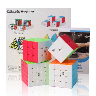 Combo 4 Khối Rubik Gift Box 2x2 3x3 4x4 5x5 Stickerless