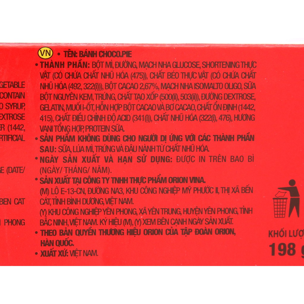 Bánh Choco-pie hộp 198g (6 cái).