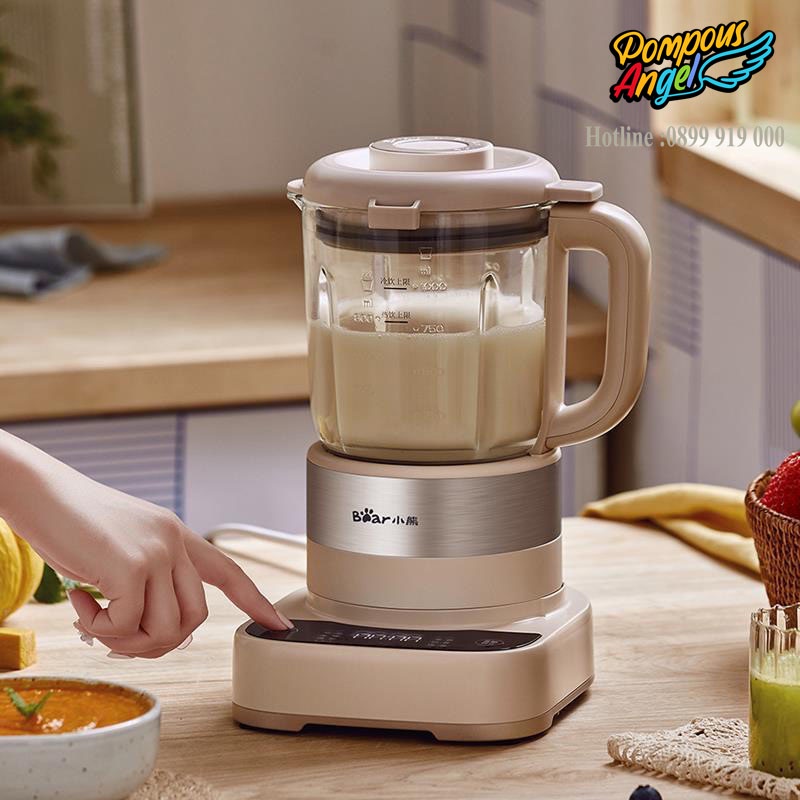 Máy xay nấu làm sữa hạt , sinh tố đa năng BEAR màu kem, dung tích 1L cao cấp bảo hành 12 tháng
