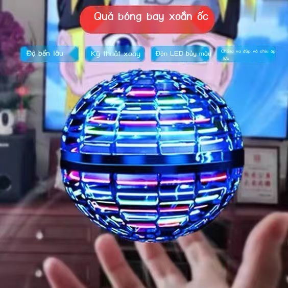 Bóng bay mới UFO đầy màu sắc treo máy ma thuật chống rơi thông minh quay đầu ngón tay con hồi chuyển đồ chơi trẻ em