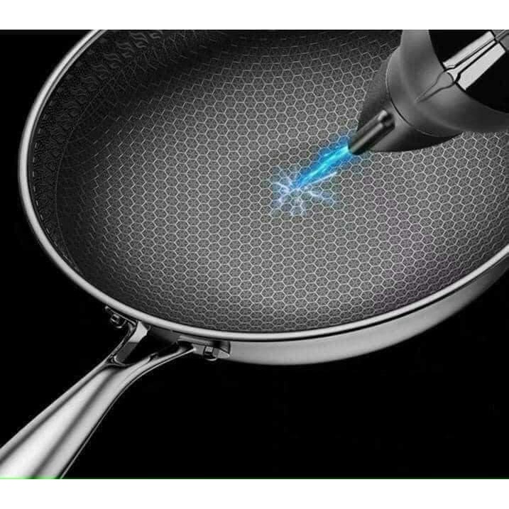 Chảo Vân Tổ Ong Thiết Kế Inox 3 Lớp Sâu Lòng Cào Không Xước Chống Dính Tốt