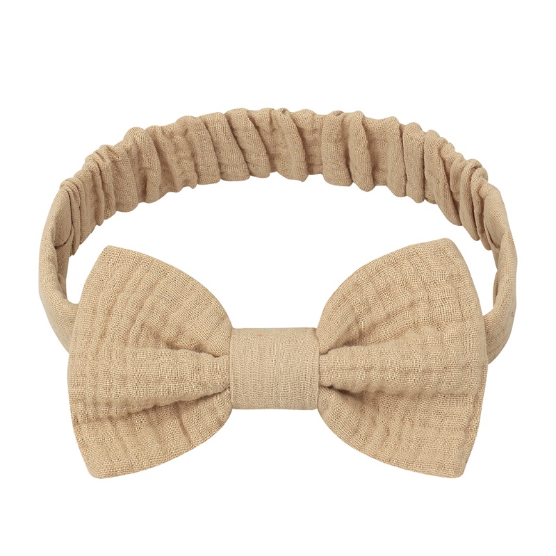 Băng Đô Cài Tóc Vải Cotton Mềm Co Giãn Thắt Nơ Handmade Màu Trơn Kiểu Công Chúa