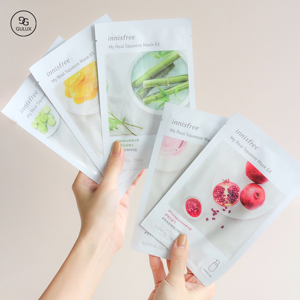 [KÈM QUÀ TẶNG] Mặt nạ giấy dưỡng da Innisfree My Real Squeeze Mask, Mặt nạ dưỡng ẩm Hàn Quốc