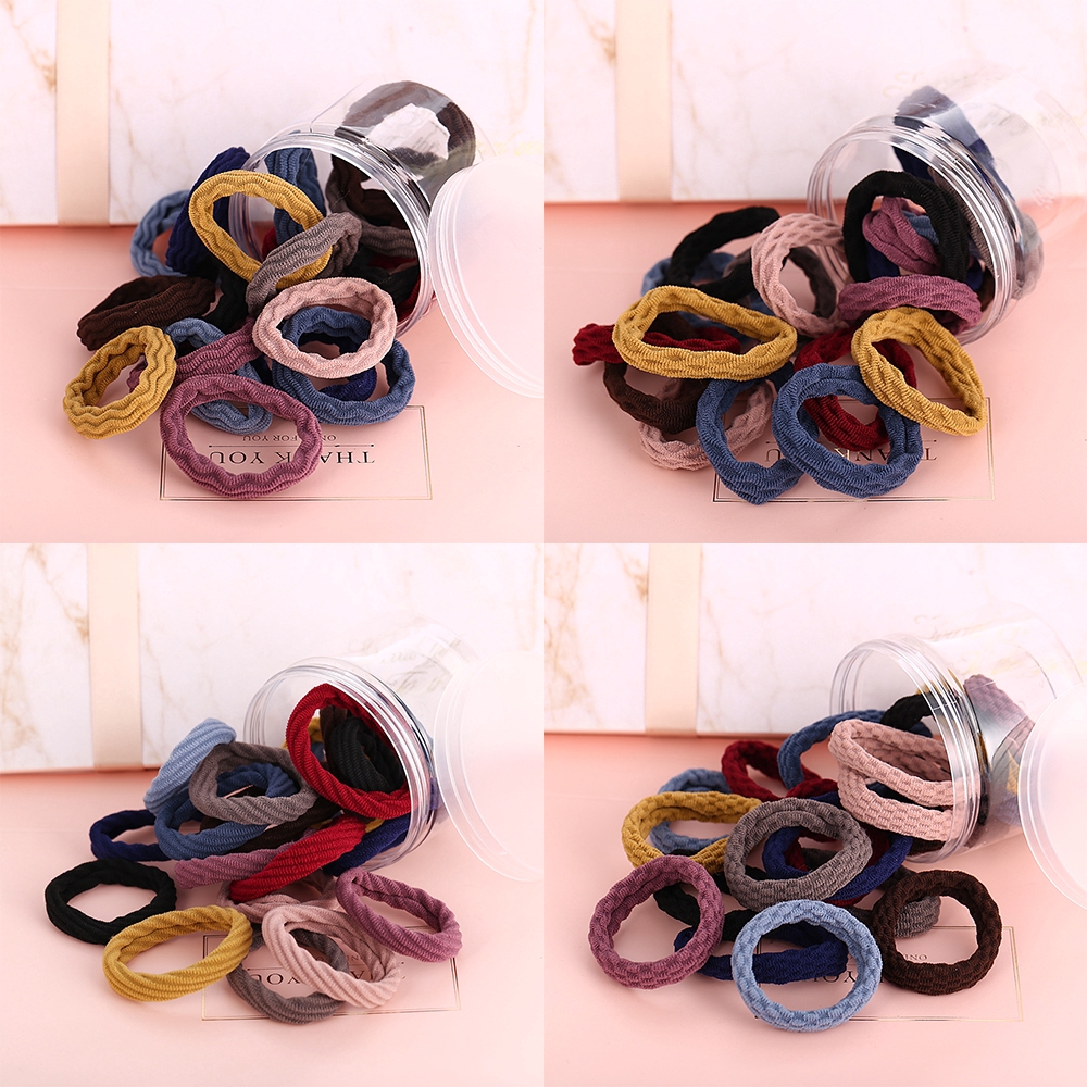 Hộp 20 Dây Buộc Tóc 17KM Co Giãn Tốt Nhiều Màu Xinh Xắn Thời Trang Cho Nữ