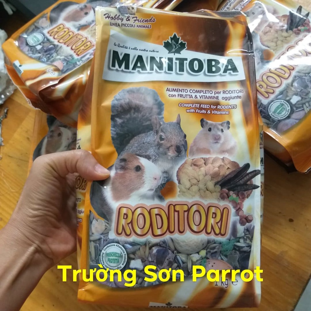 Thức ăn dinh dưỡng Roditori Manitoba (Ý) dành cho sóc, hamster, bọ..gói nguyên 1kg