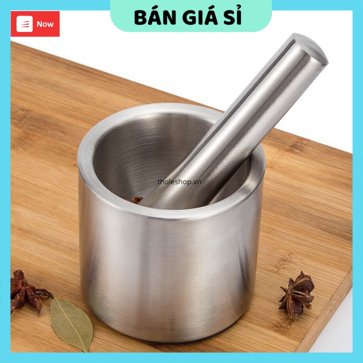 Đồ nhà bếp  GIÁ VỐN] Bộ cối chày loại lớn Inox SUS 304 cao cấp không gỉ 9354