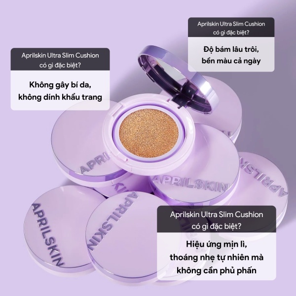 ( Kèm lõi ) Phấn nước Aprilskin Ultra Slim Cushion bản tím