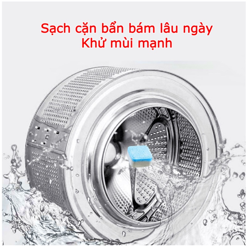 Viên tẩy lồng máy giặt Hộp 12 viên tẩy rữa mọi vết bẩn nhanh chóng cho máy giặt cửa ngang cửa trên hòa tan trong nước