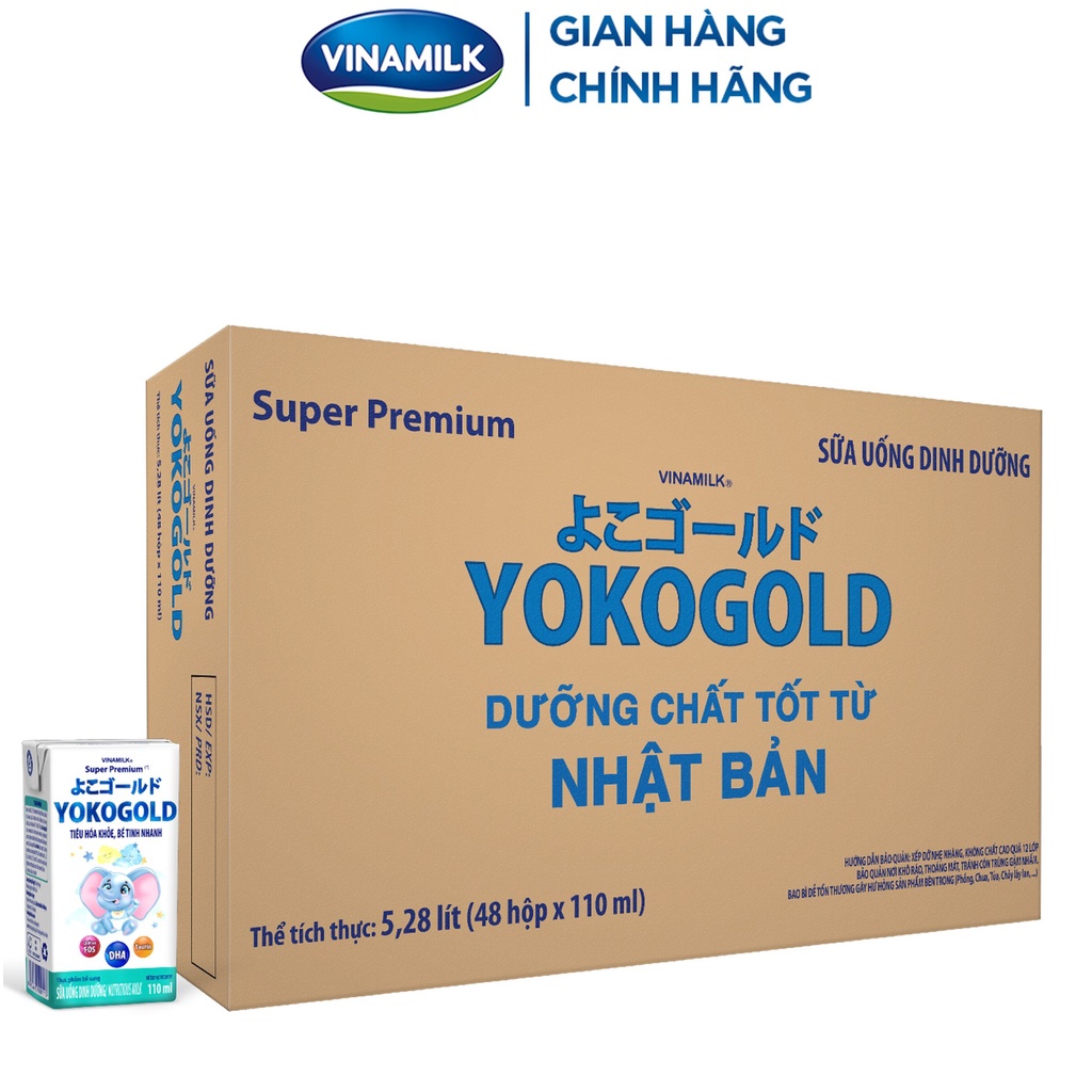 Thùng 48 Hộp Sữa uống dinh dưỡng Vinamilk Yoko Gold 110ml/hộp